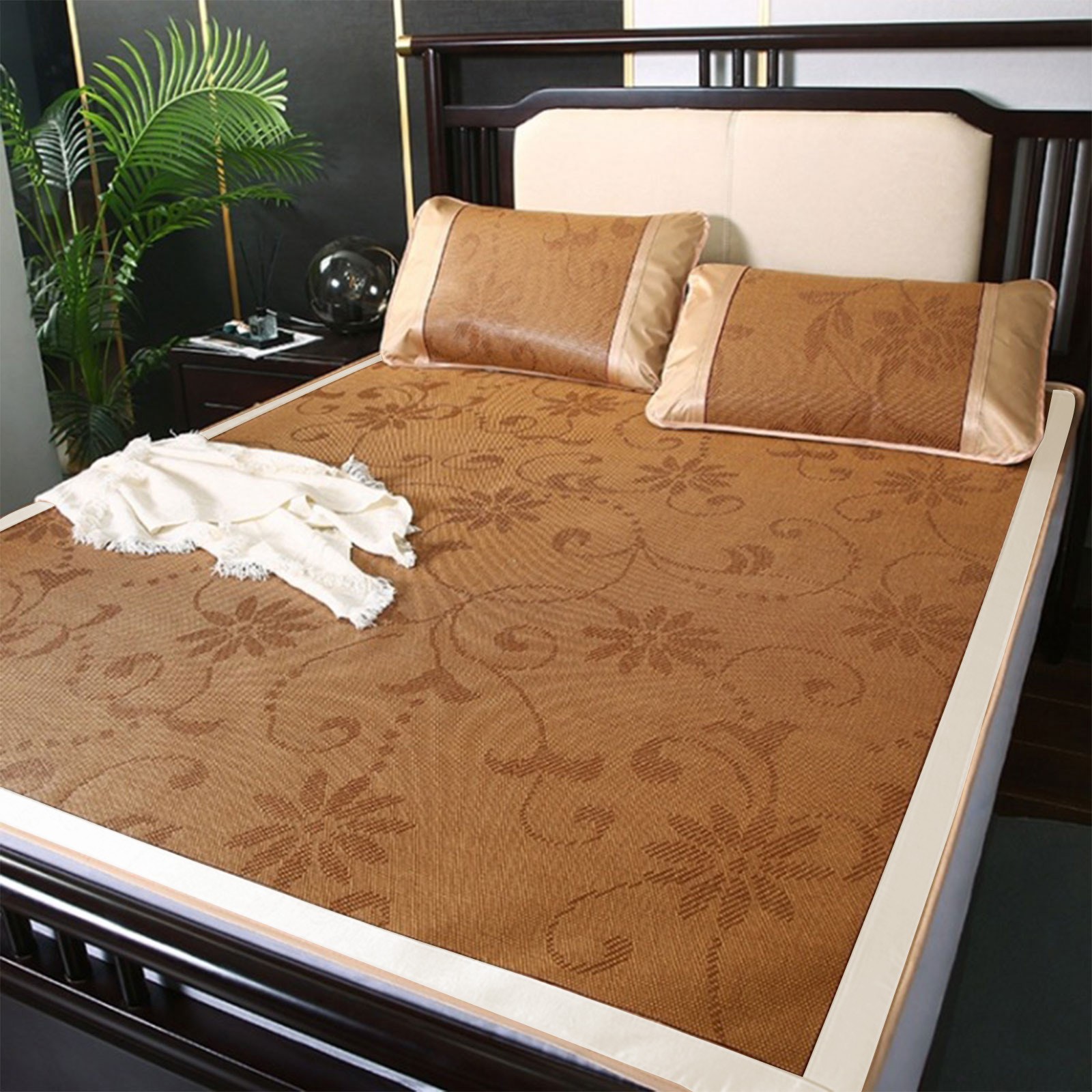 Dadiaei Cooling Bed Cushion, Foldable Summer Mattress, Rattan Cooling Pad for Home, Dormitory, School, Portable Summer Sleeping Mat, Breathable Cool Bed Mat for Indoor Outdoor Use